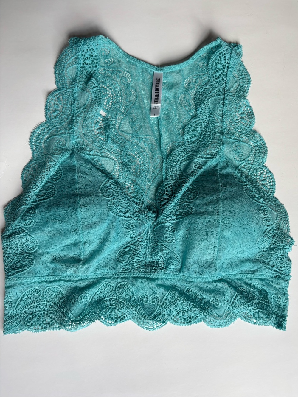 Zenana Turquoise Lacy Bralette - Size L - Picture 3 of 7
